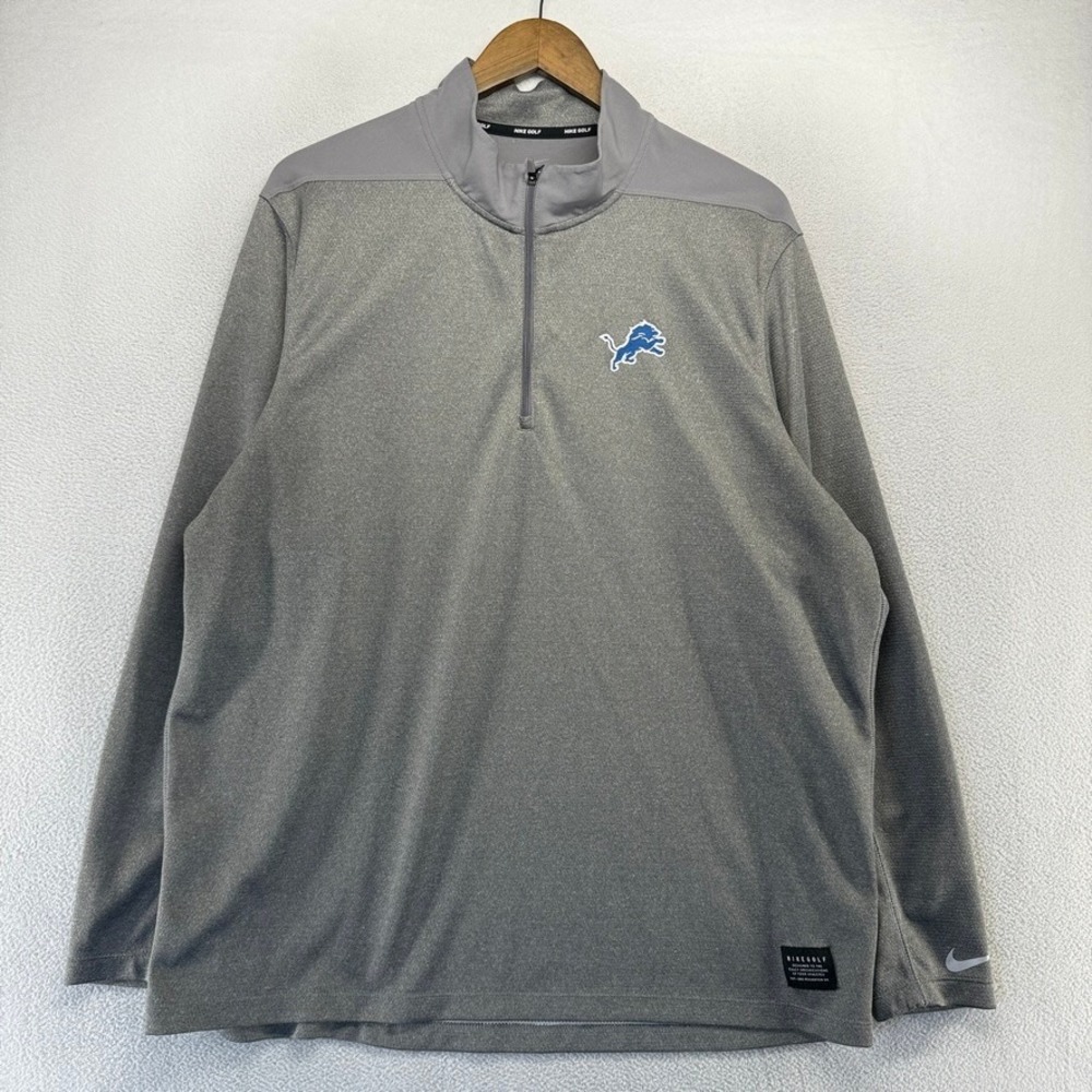 Detroit Lions Quarter Zip Pullover Men's XL Gray Nike Golf Embroidered Dri Fit